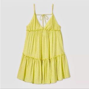 Target Wild Fable Floral Lime Green Mini V Neck Dress size XS